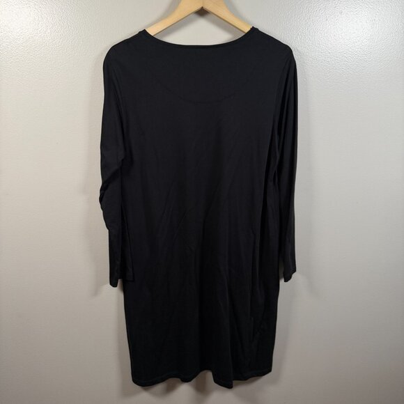 Gudrun Sjoden Tshirt Dress Size Medium Black Midi Organic Cotton Modal Lagenlook - Picture 2 of 10